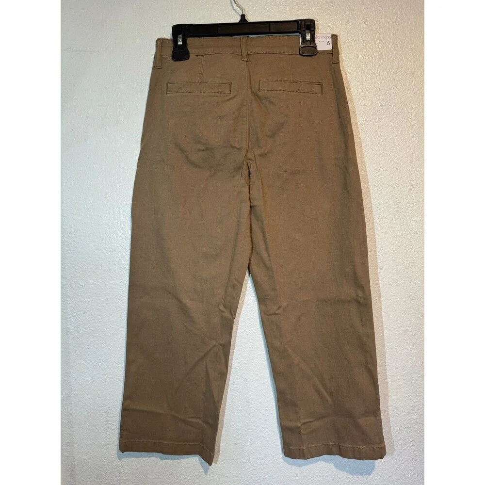 Ella Moss Womens Pants Brown Cropped Wide Leg Pockets High-Rise Belt Loops Sz 6 - Picture 7 of 16